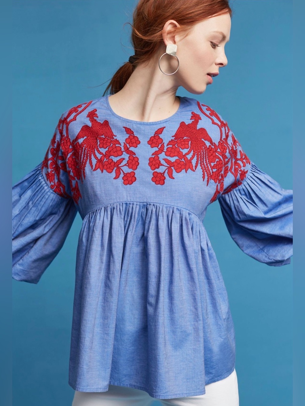 Hemant & Nandita. Liana Boho Peplum Blouse. Size Small.